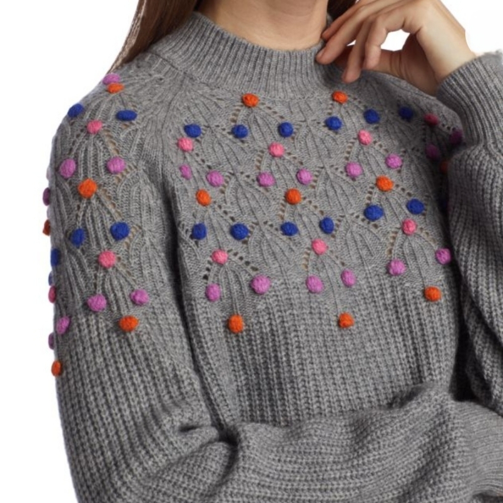 NWOT 27 Miles Malibu, Deanaa Popcorn Sweater, Size S, Heather Grey. - Picture 4 of 7